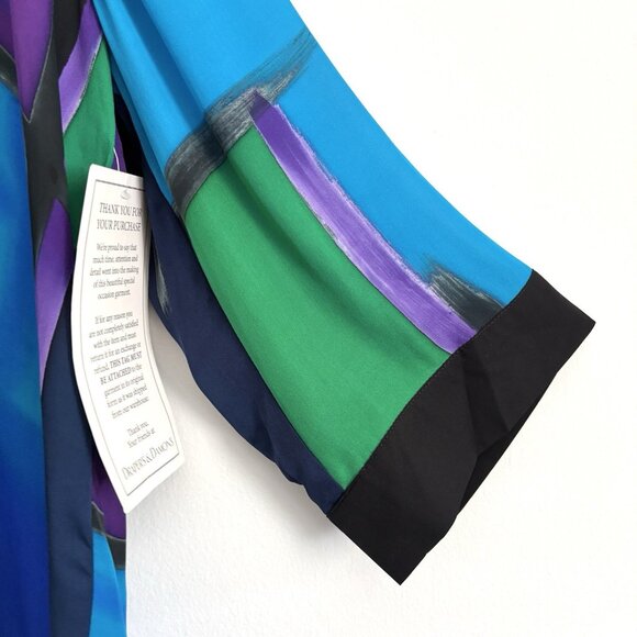 NEW Drapers & Damons Blue and Purple Silk Kimono Front Clasp Women’s Size Large - Picture 6 of 8